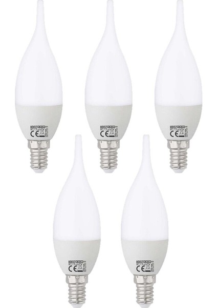 5 Adet 5W E14 Ampul Kırık Beyaz Buji Ampul Mum Ampul Ince Duylu Ampul Avize Ampul Gün Işığı E14 LED