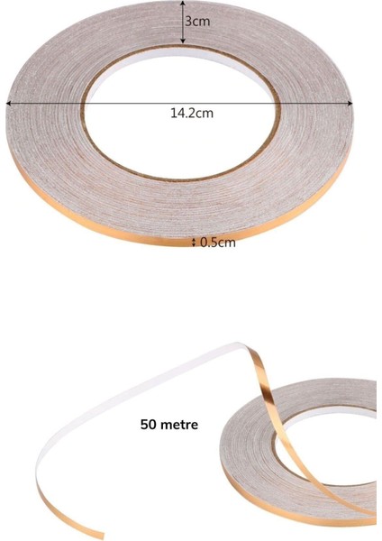 50 Metre Fayans Arası Şerit Dekoratif Yapışkan Renkli Dekor Su Geçirmez Sızdırmaz 1 cm 50 Metre Gold fiyatları