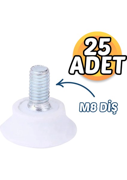 Beyaz Mini M8 Ayak (25 Adet) Beyaz Tekli Koltuk Ayağı Tr