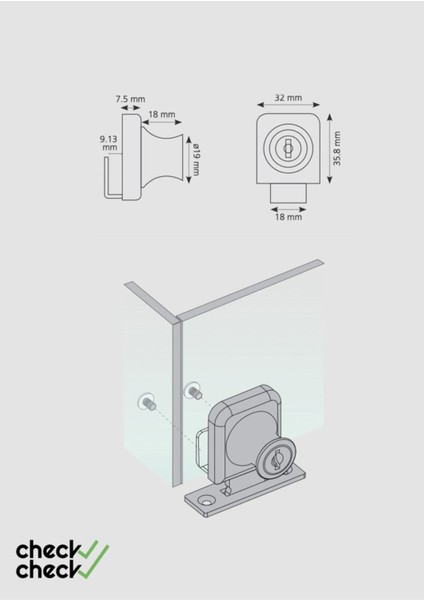 Cam Kilidi Tekli Kare Tip 407 Mobilya Kilitleri Beyaz fiyatları