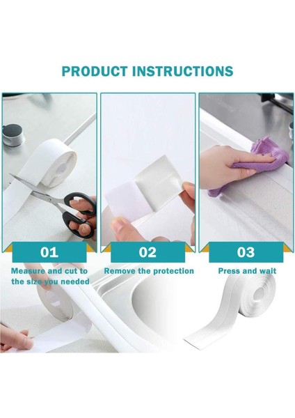 Banyo Duvar Köşe Sızdırmazlık Bandı Lavabo Kenar Küfe Dayanıklı Su Geçirmez Kendinden Yapışkanlı Tam indirimleri