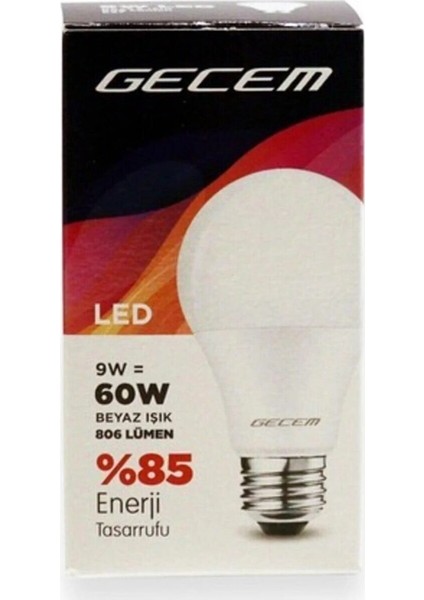1 Adet Gecem 9W LED Ampul E27 Duy 6500K - Beyaz Işık Tekli Beyaz Işık E27 LED Ampul 9 Watt Yok Tr fiyatları