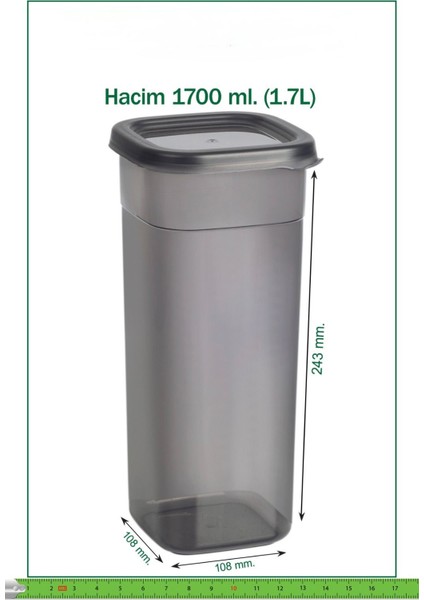 6 Adet 12 Parça 1,7 Litre Jumbo Boy Kare Erzak Saklama Kabı Seti 20 Etiket Hediyeli