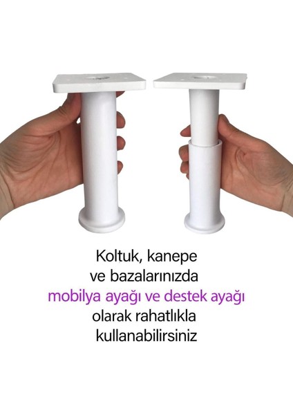 4 Adet Modül Ayarlanabilir Destek Ayağı 15 x 23 cm Beyaz Ayak Mobilya Kanepe Baza Koltuk Ünite Ayakl fiyatları
