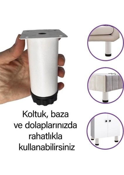 4 Adet Metal Ayarlanabilir 10 cm Beyaz Destek Ayak Mobilya Kanepe Baza Koltuk Dolap Sehpa Ayağı Masa fiyatları
