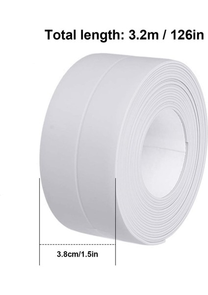 Duş Pvc Lavabo Küvet Tezgah Kenar Banyo Mutfak Pencere 3,2 mt Su Sızdırmaz Geçirmez Yalıtım Bant Tam