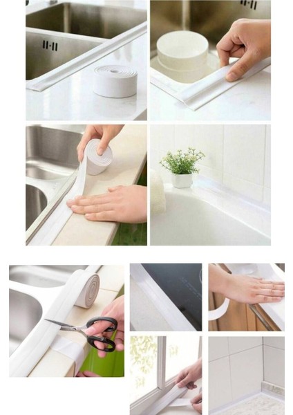 Duş Pvc Lavabo Küvet Tezgah Kenar Banyo Mutfak Pencere 3,2 mt Su Sızdırmaz Geçirmez Yalıtım Bant Tam