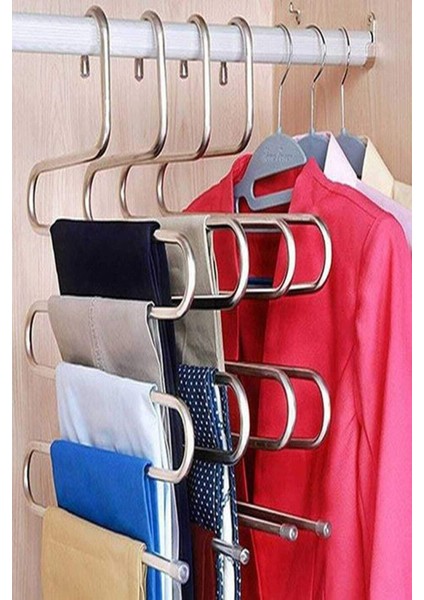 Dolap Içi 5 Kat Katlı Pantolon Eşarp Şal Askısı Krom Bornoz Askılığı