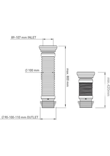 YT68 Uzun Körüklü Klozet Gider Borusu 80CM-ÇELIK Telli Akordiyon Klozet Gider Kadası Gider Borusu Tr fiyatları