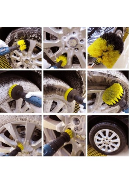 Matkap Ucuna Takılan 3lü Fırça Temizlik Seti Dolap Içi Düzenleyiciler Çok Renkli modelleri