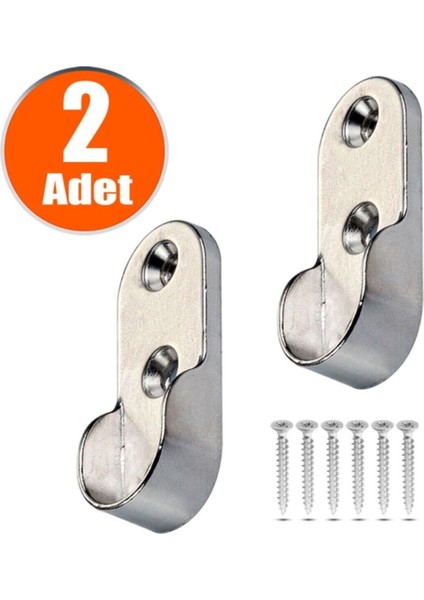 Nobel Askı Flanşı Krom Oval Dolap Elbise Askı Aparatı (2 Adet) Dolap Içi Düzenleyiciler Gri Tr indirimleri