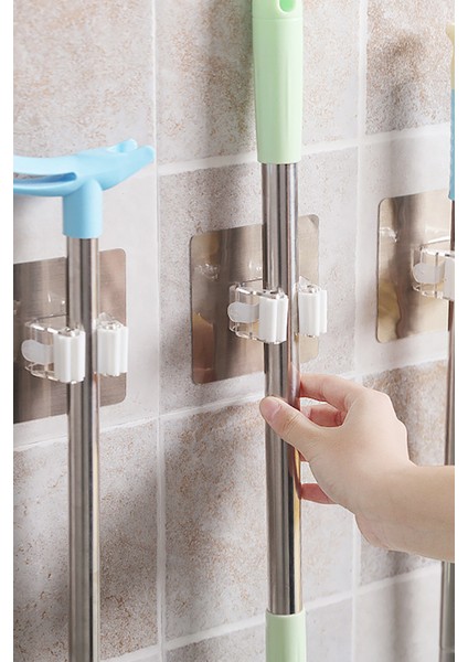 Paspas Süpürge Fırça ve Mop Askısı Sap Tutucu Mutfak Banyo Askı 5 Adet fiyatları