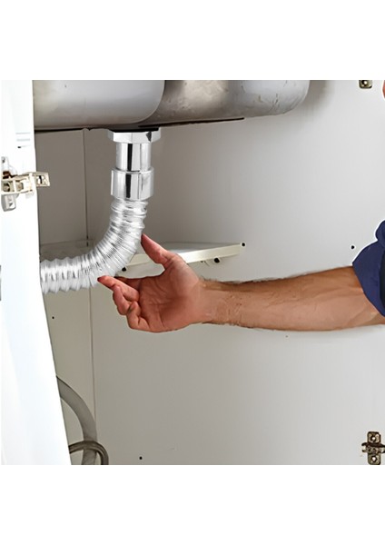 Standart Lavabo Evye Sifonu Uzun Plastik Körüklü Kıvrılabilir 33-80 cm Uzayabilir Krom Renk Lavabo S fiyatları