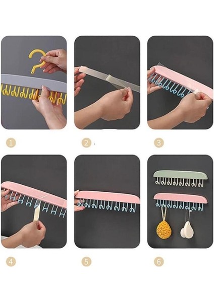 1 Adet 8 Kancalı Mutfak Banyo Dolap Askı Sütyen Kemer Kravat Eşarp Takı Elbise Çanta Askısı Çok Renk indirimleri