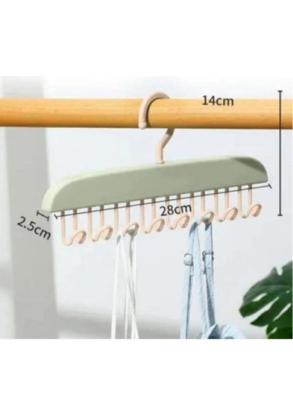 1 Adet 8 Kancalı Mutfak Banyo Dolap Askı Sütyen Kemer Kravat Eşarp Takı Elbise Çanta Askısı Çok Renk