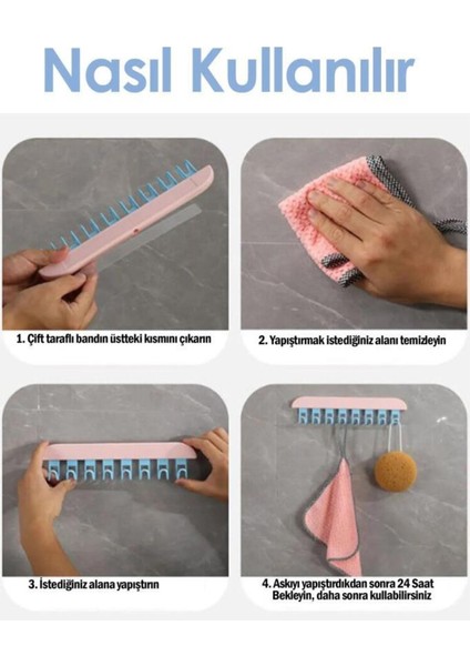 1 Adet 8 Kancalı Mutfak Banyo Dolap Askı Sütyen Kemer Kravat Eşarp Takı Elbise Çanta Askısı Çok Renk