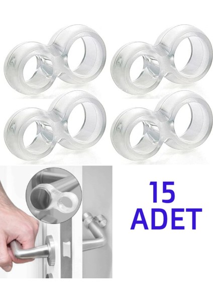 Plastik 15 Adet Kapı Kolu Pencere Stoperi, Kapı Arkası Duvar Koruyucu Tampon, Silikon Durdurucu Kapı