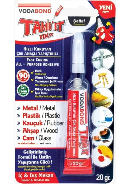Vodabond Tamir Et Montaj Yapıştırıcı 20 gr Hızlı Kuruyan Çok Amaçlı Yapıştırıcı Japon Yapıştırıcısı