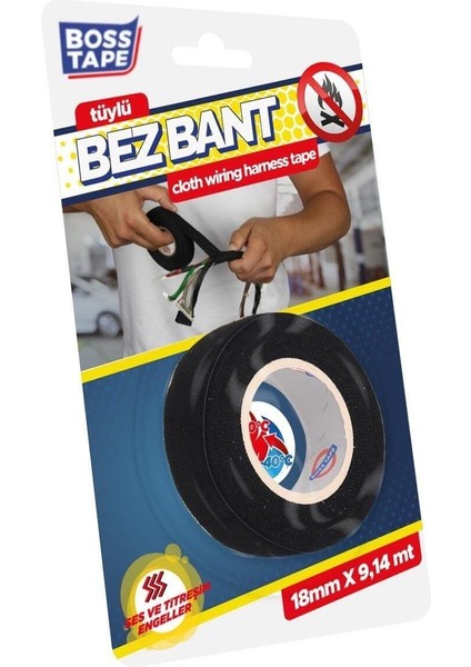 Yanmaz Kumaş Tüylü Bez Kablo Izolasyon Bandı EN:18MM BOY:9,14MT Titreşim Engeller Hızlı Yapıştırıcı fiyatları