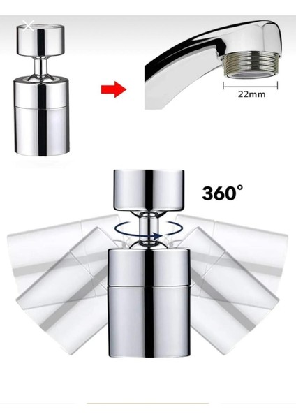 Filtreli Batarya Boru Ucu 360 Derece Oynar Başlıklı Içten Dişli Perlatör 2 Yıl Parlak Krom Filtreli fiyatları