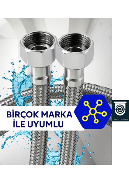 70 cm Paslanmaz Çelik Örgülü Flex Hortum – 3/8"x3/8" Klozet & Taharet Musluğu Bağlantı Hortumu 2 Yıl fiyatları