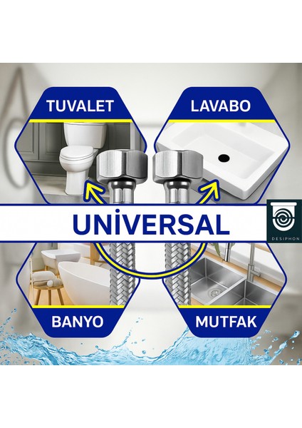 70 cm Paslanmaz Çelik Örgülü Flex Hortum – 3/8"x3/8" Klozet & Taharet Musluğu Bağlantı Hortumu 2 Yıl indirimleri