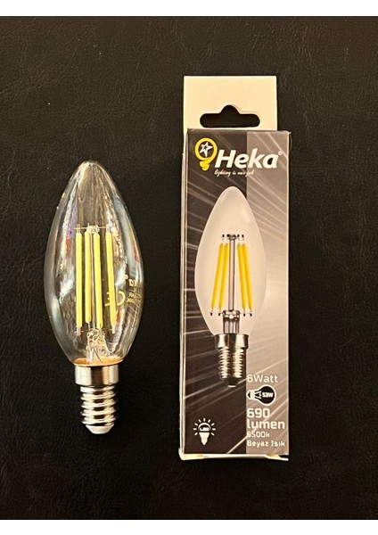 6 Watt E14 Duylu Şeffaf Camlı 690 Lümen 6500 Kelvin Beyaz Işık Buji LED Ampul Tekli Beyaz Işık E14