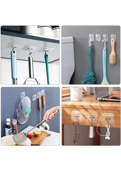 10 Adet Güçlü Yapışkanlı Şeffaf Duvar Askısı Suya Dayanıklı Banyo Mutfak Düzenleyici Pratik Askılık fiyatları