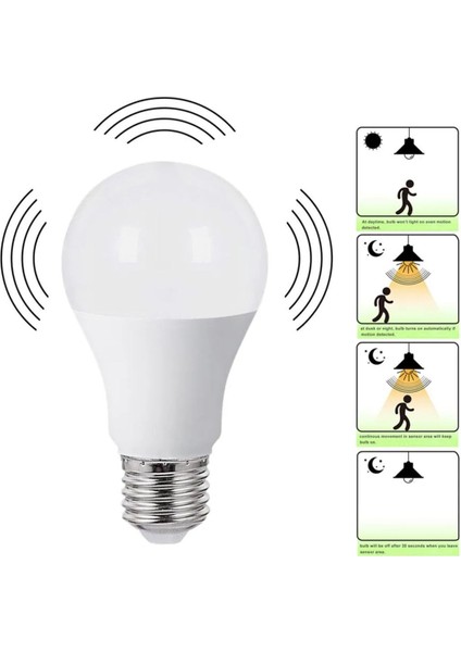 Sensörlü LED Ampül Hareket Algılayıcılı E27 Duy 10W 2000 Lümen Hareket Sensörlü LED Lamba Işık Tekli fiyatları
