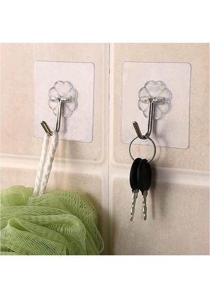 10 Adet Güçlü Yapışkanlı Şeffaf Duvar Askısı Suya Dayanıklı Banyo Mutfak Düzenleyici Pratik Askılık
