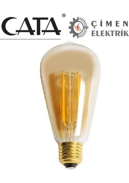 Ct 4290 8W Rustik LED Ampul 2700K Amber Tekli Gün Işığı E27 Rustik Ampul 8 Watt Yok