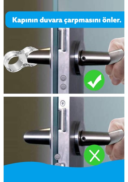 Kapı Kolu Stoperi 4 Adet Şeffaf Silikon Kapı Kolu Tutucu Tutacağı Duvara Çarpma Önleyici Tampon Şeff modelleri