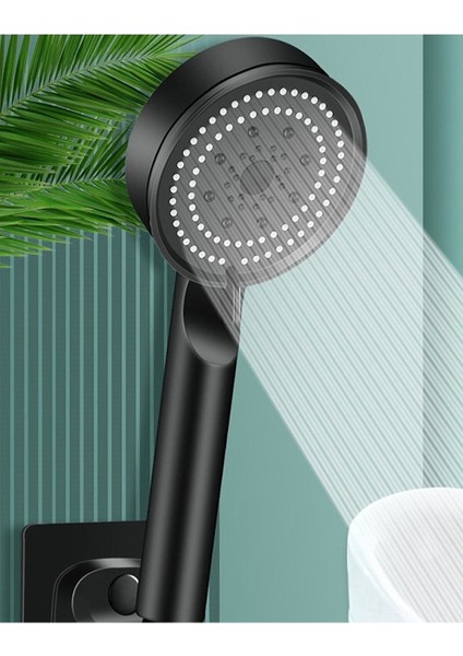 Atlas Teknik Turbo Fan 5 Fonksiyonlu Su Tasarruflu Duş Başlığı Turbo El Duşu Siyah Duş Başlığı Nikel