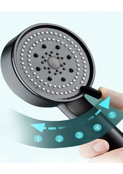 Atlas Teknik Turbo Fan 5 Fonksiyonlu Su Tasarruflu Duş Başlığı Turbo El Duşu Siyah Duş Başlığı Nikel fiyatları