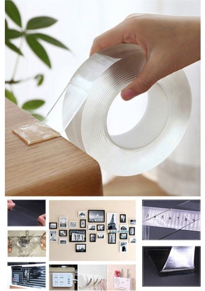 3 Metre Çift Taraflı Nano Teknolojili Süper Güçlü Bant Extra Güçlü Duvar Çerçeve Taşıyıcı Süper Güçl