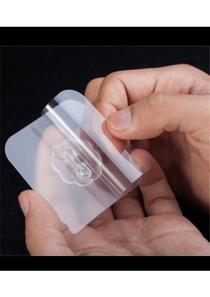 4 Adet 6X6CM Kendinden Yapışkanlı Şeffaf Güçlü Askı Kapı Duvar Askıları Ağır Yük Taşıma Askısı Gri