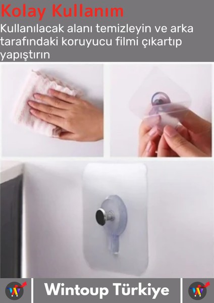 Özel Üretim Yüksek Kaliteli Suya Neme Ekstra Dayanıklı Montajsız Ultra Güçlü Vantuzlu Askı 4 Adet Tu modelleri