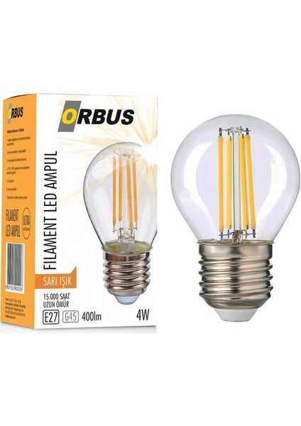 GC45 E27 4W Sarı Gün Işığı 2700K Dekoratif Ampul Tekli Gün Işığı E27 Rustik Ampul 4 Watt Yok A'dan G