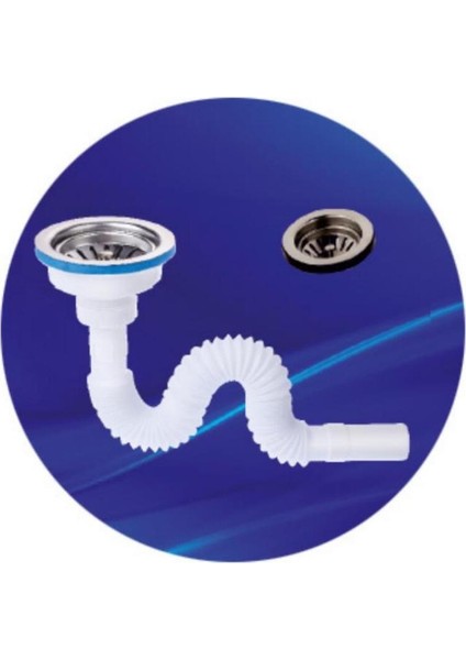 Çöpmak Süzgeçli Geniş Ağızlı Körüklü Lavabo Sifonu Lavabo Sifonu