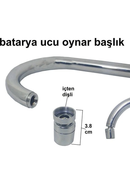 2 Yıl Tasarruflu Musluk Başlığı 360 Derece Hareketli Metal Mutfak Batarya Ucu Perlatör Iç Dişli Kro modelleri