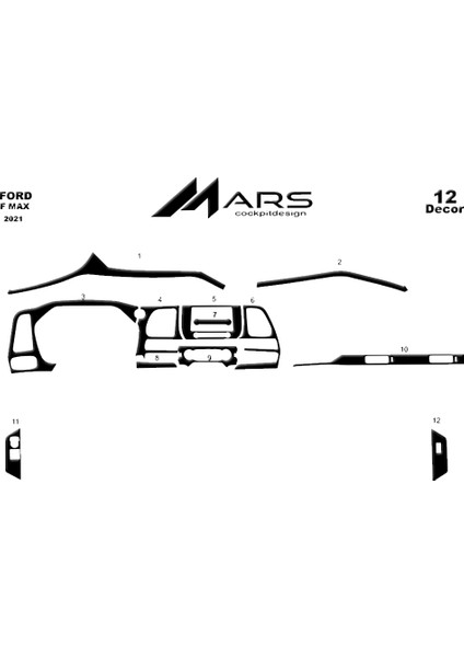 Ford F Max Konsol-Torpido Kaplama 2021- 12 Parça Beyaz
