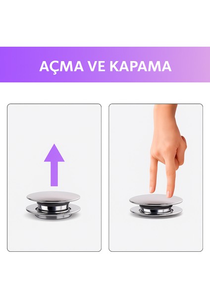 Pop-Up Lavabo Sifonu Taşmalı – Paslanmaz Metal Başlık, Plastik Gövde, Kolay Montaj Lavabo Sifonu Pop indirimleri