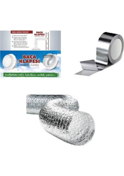 Baca Klapesi Aspiratör Borusu 2 mt Alüminyum Bant 2mt Tr