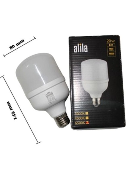 LED Ampül 20W (Beyaz Işık) 6500K 2200 Lümen E27 Tekli Beyaz Işık E27 Tasarruflu Ampul 20 Watt Yok A' modelleri