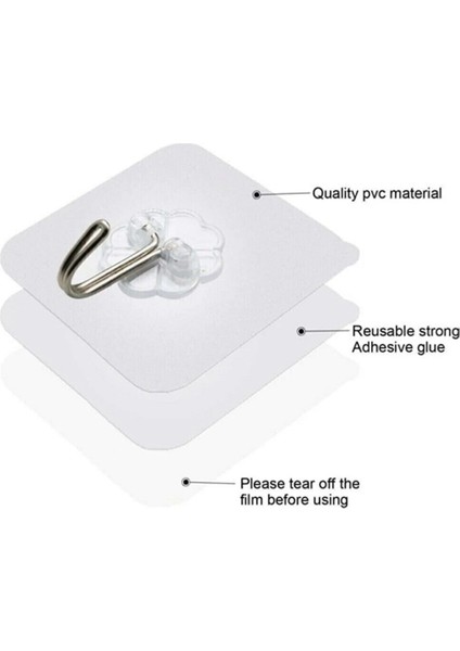 9 Adet Şeffaf Güçlü Kendinden Yapışkanlı Kapı Duvar Askısı Kanca Şeffaf fiyatları