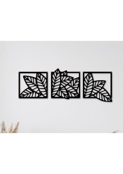 Triptych: Yapraklar Fırtınası Duvar Sanatı Dekoru (Özelleştirilebilir Tasarım)