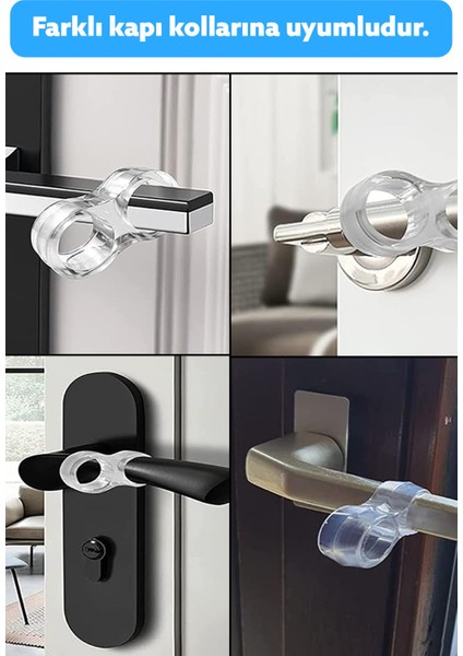 Kapı Kolu Stoperi 4 Adet Kapı Arkası Tutacak Klips Şeffaf Esnek Duvar Koruyucu Tampon Durdurucu Şeff