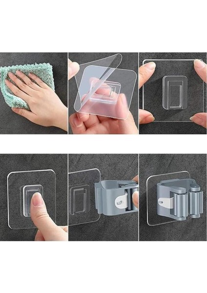 4 Adet Krem Renk Pratik Yapışkanlı Duvar Mop Süpürge Paspas Temizlik Fırçası Tutucu Krem 4 Adet Tr F modelleri