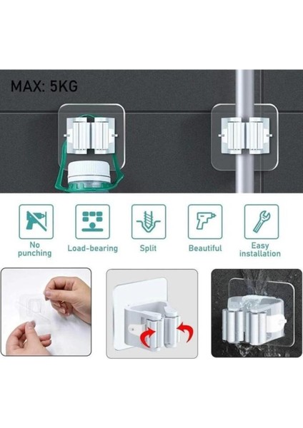 4 Adet Krem Renk Pratik Yapışkanlı Duvar Mop Süpürge Paspas Temizlik Fırçası Tutucu Krem 4 Adet Tr F indirimleri