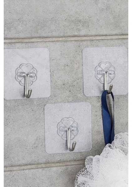 6X6CM Şeffaf Şık Görünüşlü Ağır Kaldırabilen Anahtarlık Askılık 5 Adet Turuncu Askı Seti